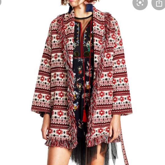 Zara red fringed jacket - Picture 4 of 11